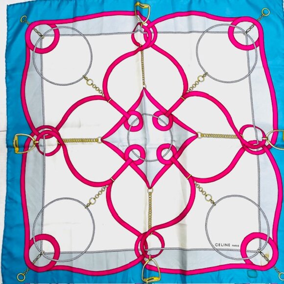 The Celine Paris Silk Scarf is a luxurious  colorful floral pattern in shades of - Picture 6 of 6